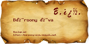 Bársony Éva névjegykártya