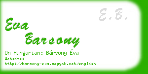 eva barsony business card